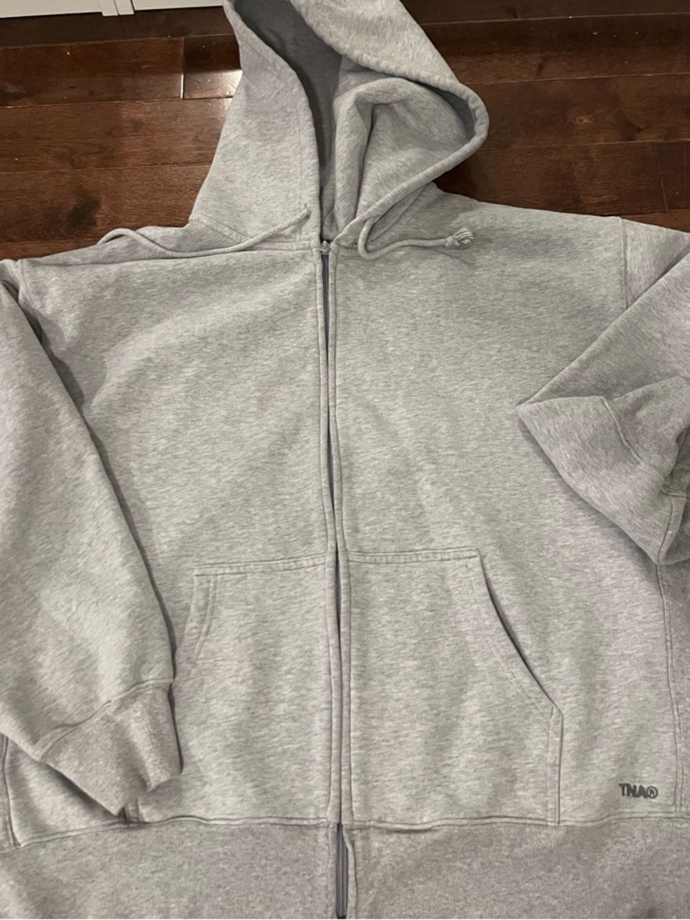TNA sweat fleece cozy fleece boyfriend fit zip up hooded sweatshirt XL